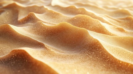 Endless sandy dunes glistening under the warm sunlight create a breathtaking desert landscape at golden hour