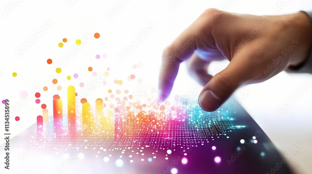 Poster modern professional hand using computer for digital interaction