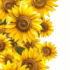 Fototapeta premium Beautiful yellow sunflowers blooming, creating a vibrant and cheerful floral display