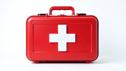 Obraz premium red medical kit bold white cross white