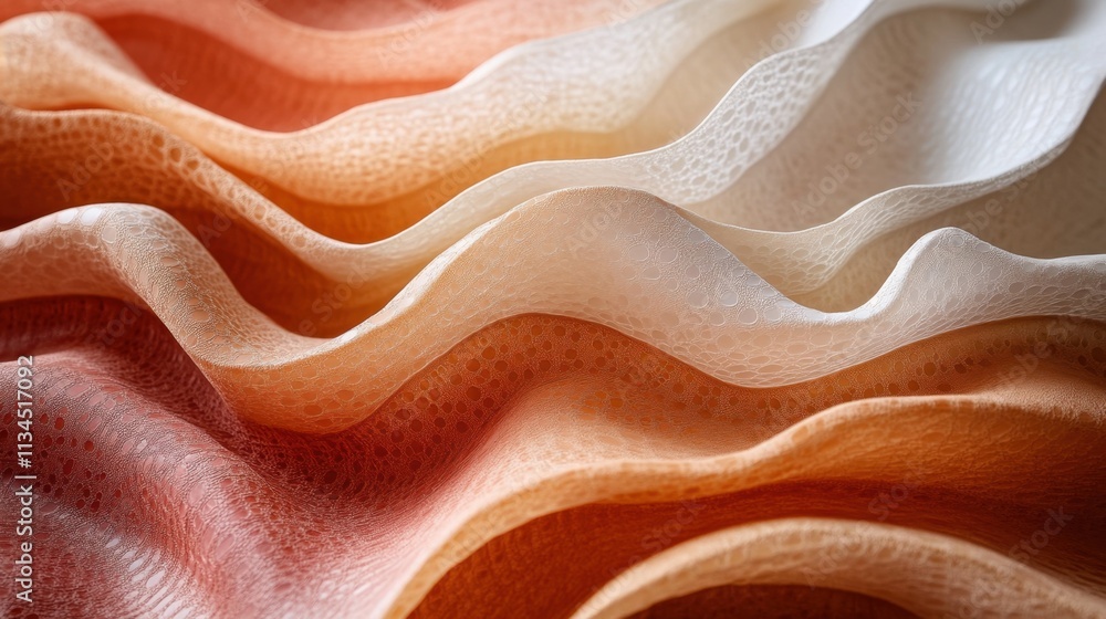 Poster flowing waves of textured fabric in soft pastel colors create a calming and artistic visual experien