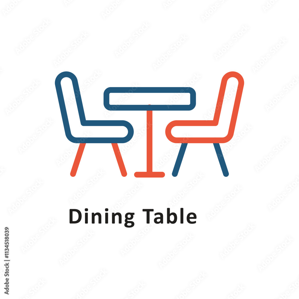 Poster dinning table vector two color icon. eps 10 file