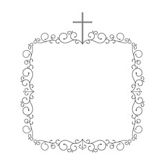 Black frame with Christian cross and beautiful floral ornament