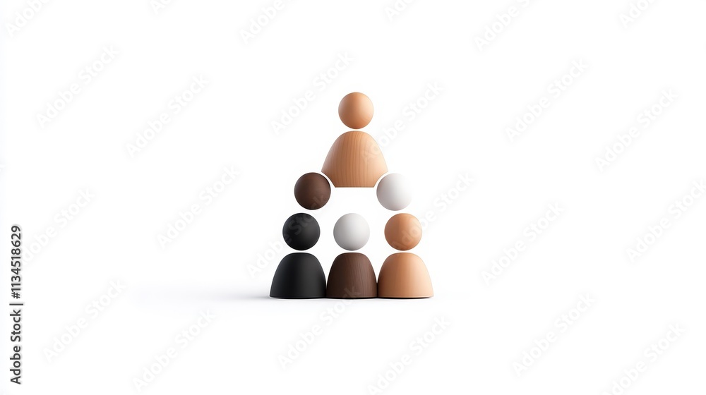 Aufkleber diverse team collaboration concept with wooden figurines representing unity and teamwork in minimali