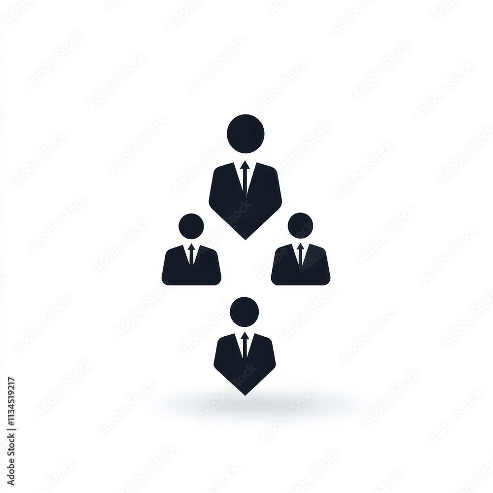 Poster abstract representation of business team structure with silhouetted figures in professional attire s