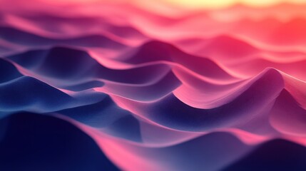 Fototapeta premium Waves of color undulate through a dreamlike landscape at twilight, merging light and shadow in vibrant harmony