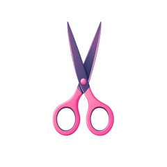 Colorful pair of pink scissors on a white backdrop. transparent background