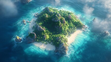 Exploring tropical island paradise ocean view digital artwork nature