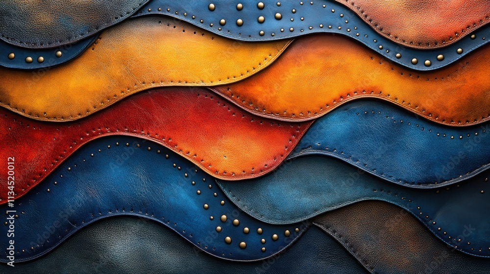 Poster colorful waves of textured leather create a vibrant and dynamic visual tapestry perfect for artistic