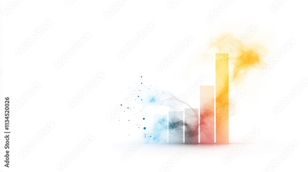 Aufkleber abstract illustration of growing bar graph with colorful smoke effects representing business growth 