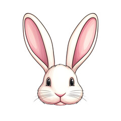 Fototapeta premium Cute cartoon rabbit head illustration. transparent background