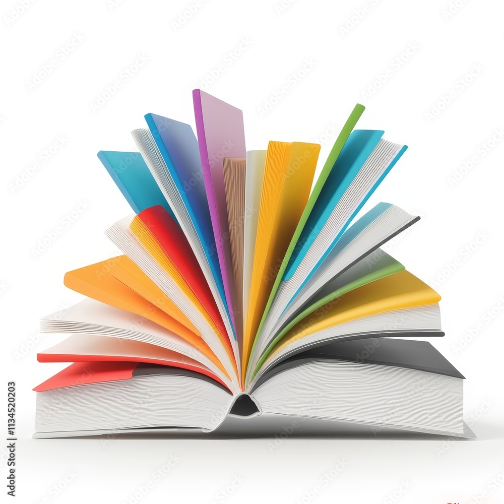 Aufkleber a vibrant open book displaying a rainbow of pages, symbolizing knowledge, learning, and creativity i