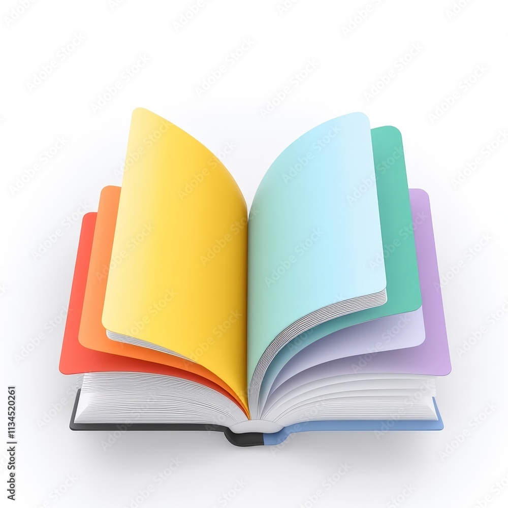 Aufkleber open book with colorful pages displaying a variety of bright and soft tones perfect for educational 