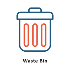 Waste Bin  Vector two Color Icon. Eps 10 File