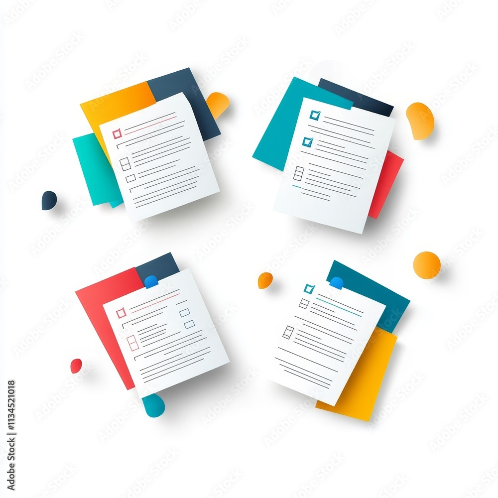 Poster colorful and modern checklists with vibrant background elements for task management and organization