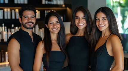 Obraz premium Brazilian haircare specialists creating keratin-infused treatments for vibrant, smooth hair