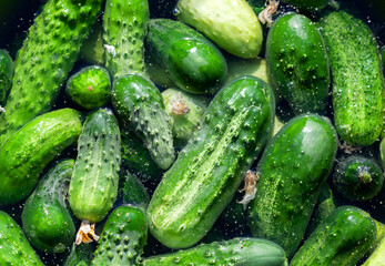 A young cucumber plant in the garden. Cultivation and harvesting of cucumbers.