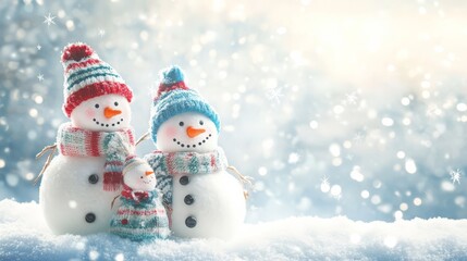 Fototapeta premium Winter Wonderland Snowmen Family 