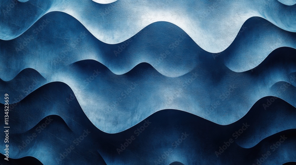Poster dynamic waves of deep blue texture create an immersive atmosphere in modern design