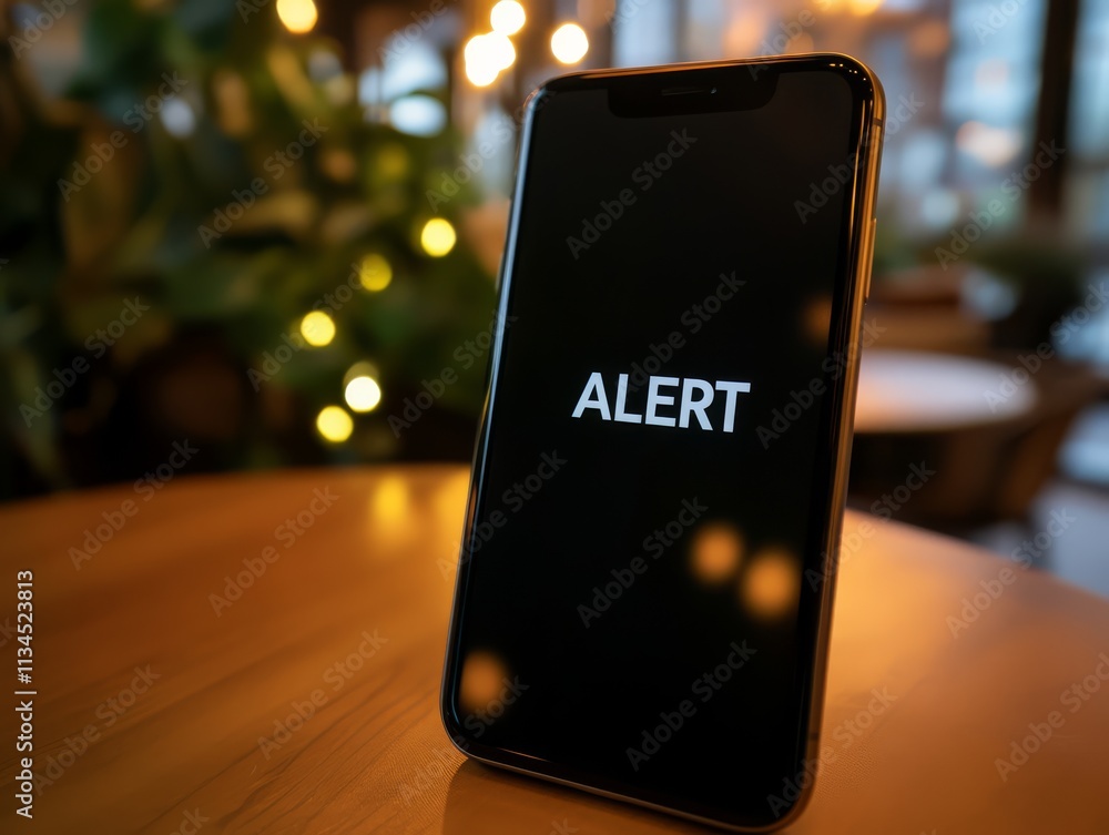 Poster urgent smartphone alert: a dramatic close-up shot of a smartphone displaying a stark 