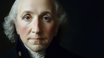 George Washington facial reconstruction based on the Lansdowne Portrait painted by Gilbert Stuart in 1796, showcasing Washington's distinguished appearance as a leader of the American Revolution.
