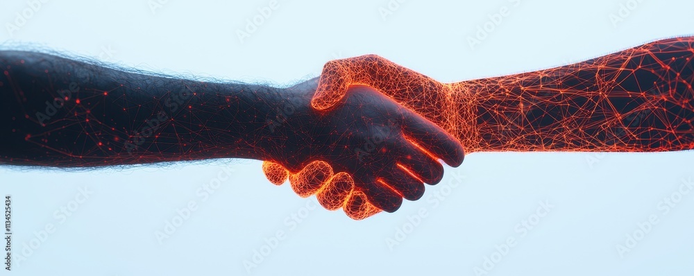Poster digital handshake networking technology connection business collaboration innovation