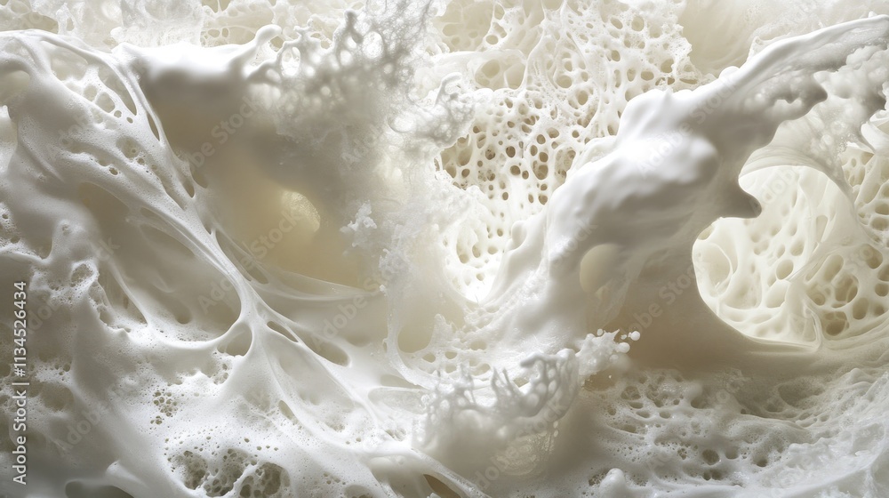 Poster a towering wave breaking into intricate foam patterns, its motion frozen in dynamic detail