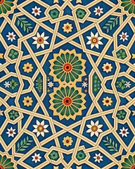Islamic Art Design with Crescent Moon and Star Motifs