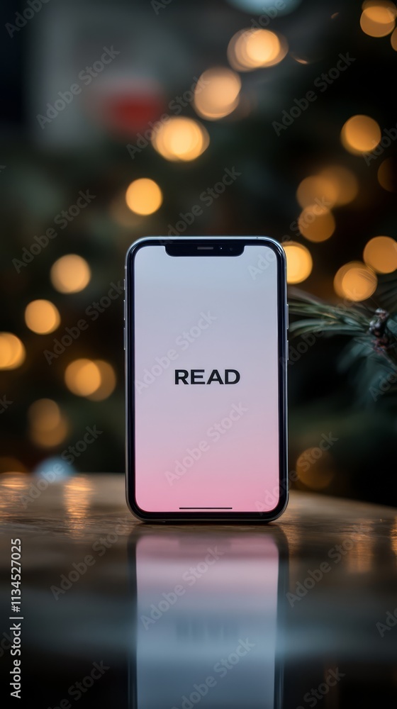 Poster read on the go: a smartphone screen displays the word 