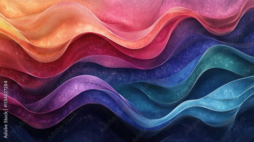 Poster swirling waves of vibrant colors creating a mesmerizing abstract canvas that captivates the eye and 