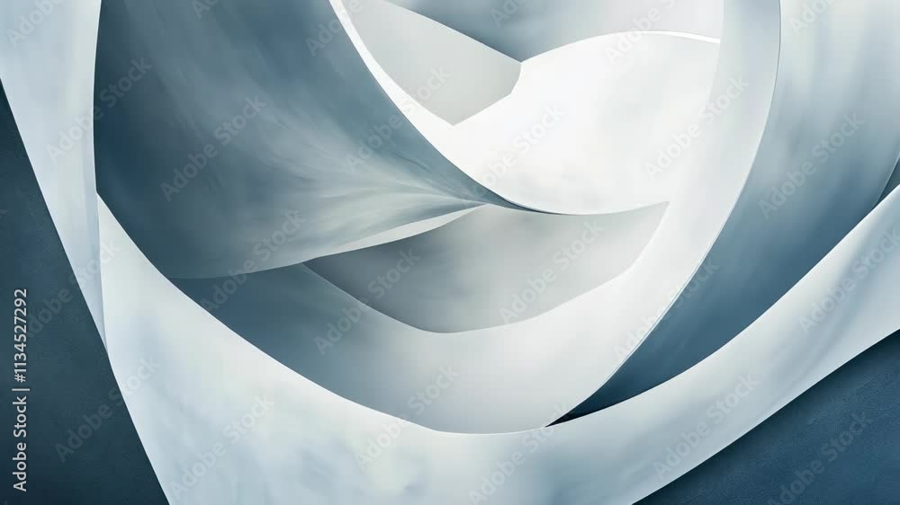 Poster smooth geometric , undulating white waves create a mesmerizing abstract background, evoking a sense 