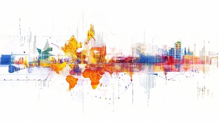 Obraz premium Global Economic Growth Trends Illustrated with Vibrant Data Visualization