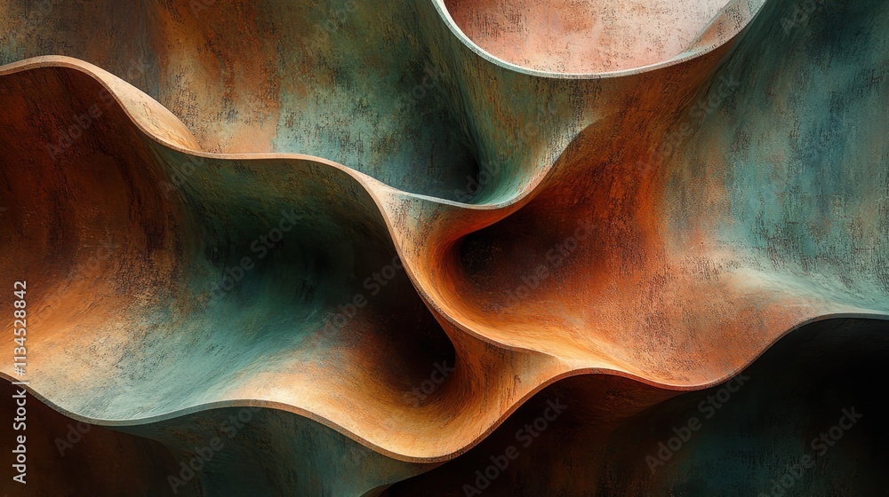 Poster abstract swirling textures in vibrant hues create a captivating visual experience in a contemporary 