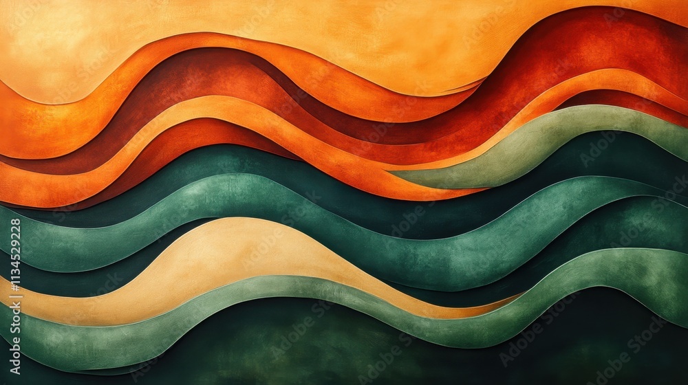 Poster colorful waves flowing in harmonious patterns create a vibrant abstract landscape in warm and cool h
