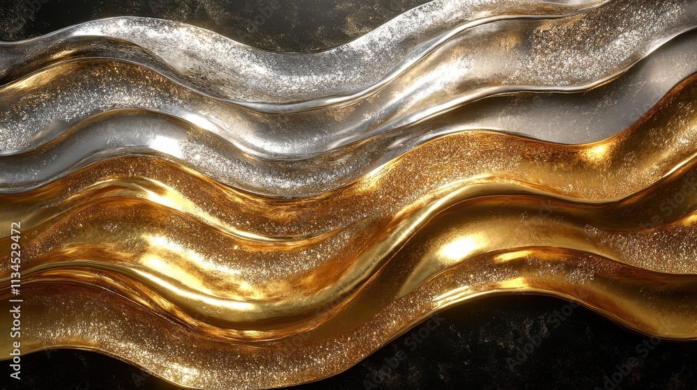 Poster shimmering waves of metallic reflections create a dynamic and elegant atmosphere in stunning art des