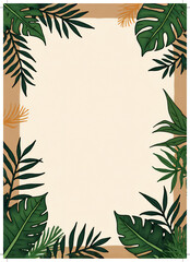 Fototapeta premium Tropical foliage frame for invitations, announcements, or designs.