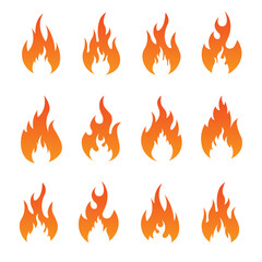 Set of Variant Flat Fires Isolated On White Background