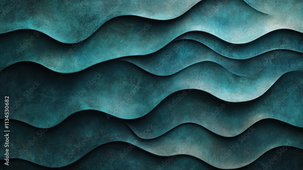 Poster abstract representation of waves flowing in smooth, layered textures conveying tranquility and depth
