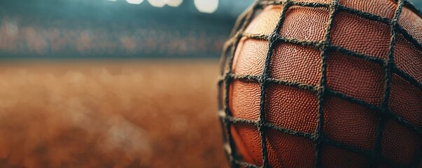 American Football in Net Stadium Background Super Bowl