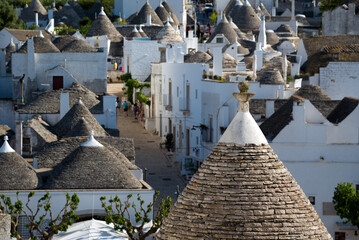Closeup of stone tiled rooftop in Alberobello