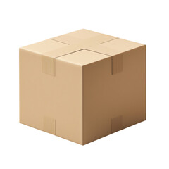 A plain cardboard delivery box ready for shipment. transparent background