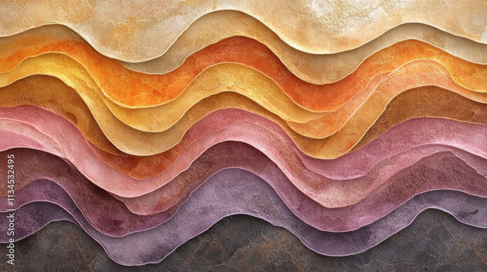 Poster artistic waves of color create a stunning visual display evoking warmth and harmony in a textured de