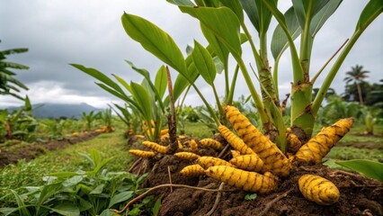 Obraz premium Curcuma Longa Linn Growing in Fertile Soil