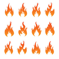 Set of Variant Flat Fires Isolated On White Background