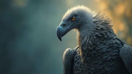 A close up of a bird of prey with a blurry background