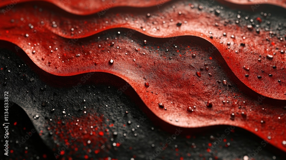 Aufkleber dynamic ripples of red and black textures evoke a sense of depth and movement in abstract art