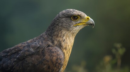 Obraz premium A close up of a bird of prey with a green background