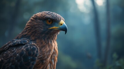 Fototapeta premium A close up of a bird of prey in the woods