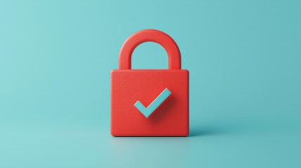 Secure Data Protection Red Padlock Checkmark