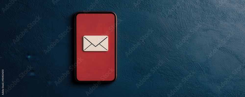 Poster smartphone red screen email notification icon message communication
